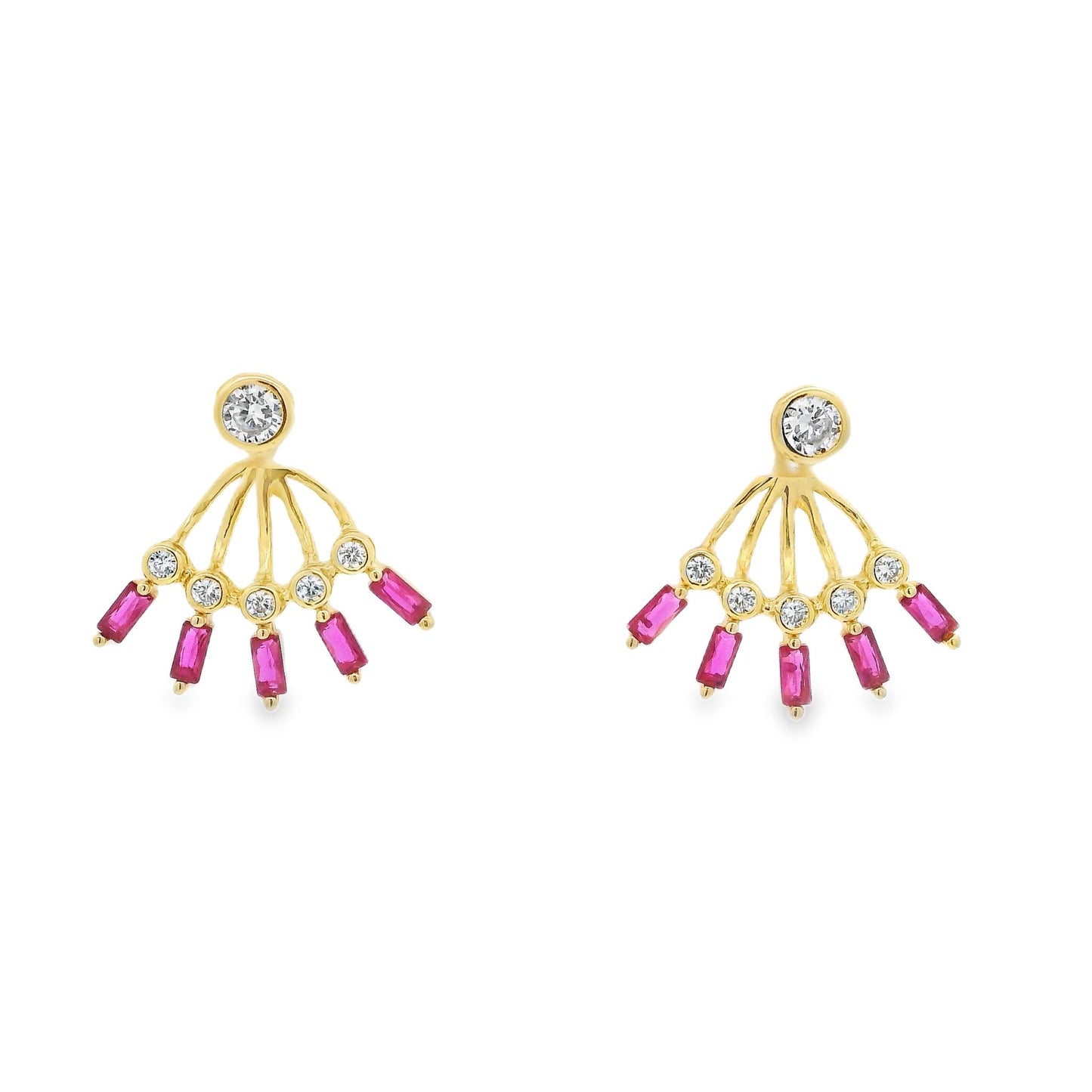 Bezel-Baguette Peek A Boo Earrings - KE192154