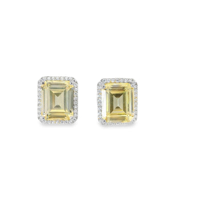 Halo Emerald Cut Stud Earring - KE192021