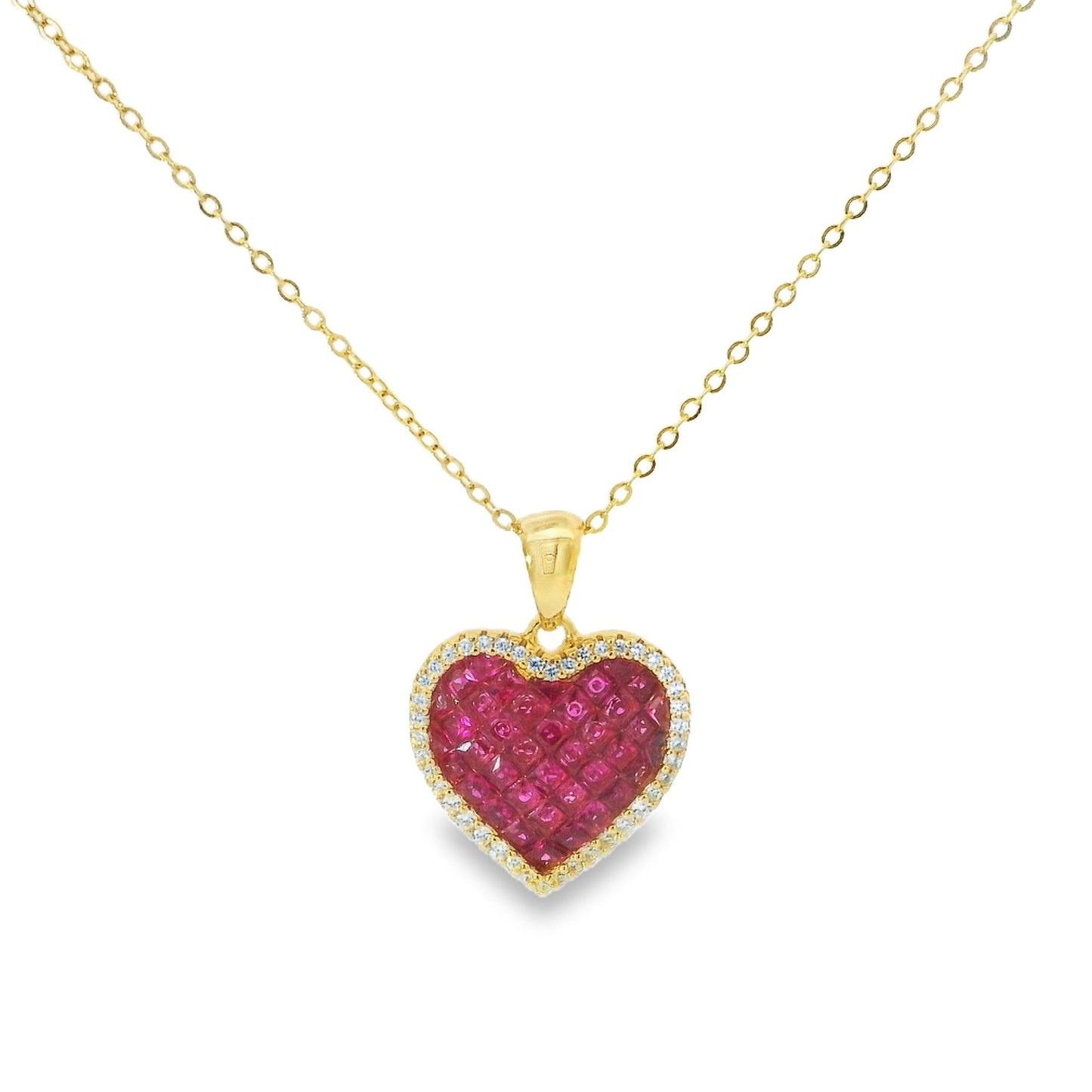 Inivisble Set Heart Necklace 15+3" - PGN21434PW