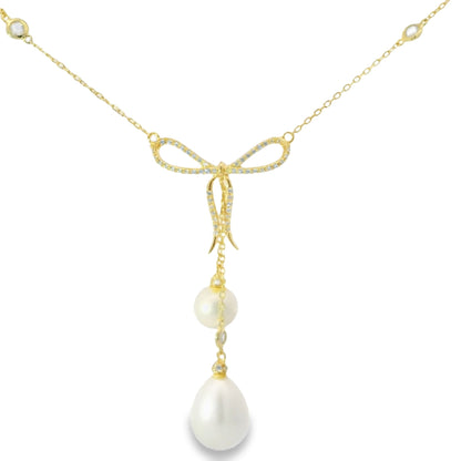 Bow & Pearl 15+3" Necklace - PGN22173