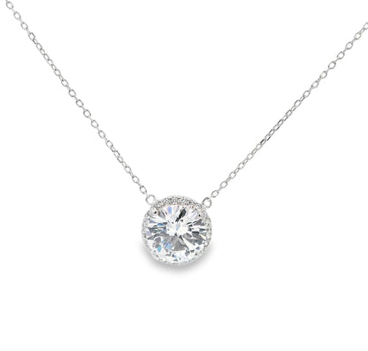 10MM Halo Solitaire Necklace 15+3" - PGN29174