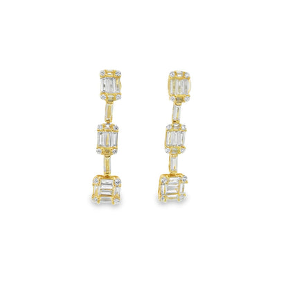 3 Baguette Cascade Earrings - KE192111