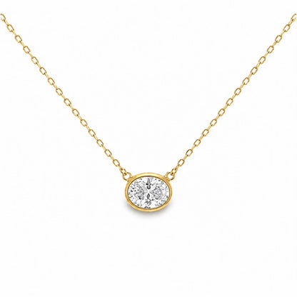 Oval East West Bezel Necklace 15+3" - PGN22318