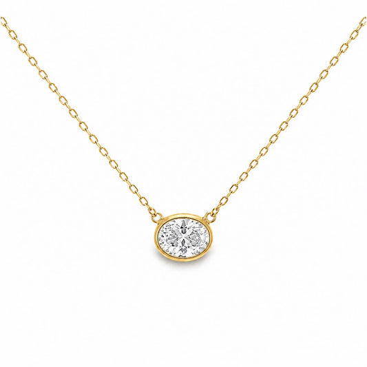 Oval East West Bezel Necklace 15+3" - PGN22318