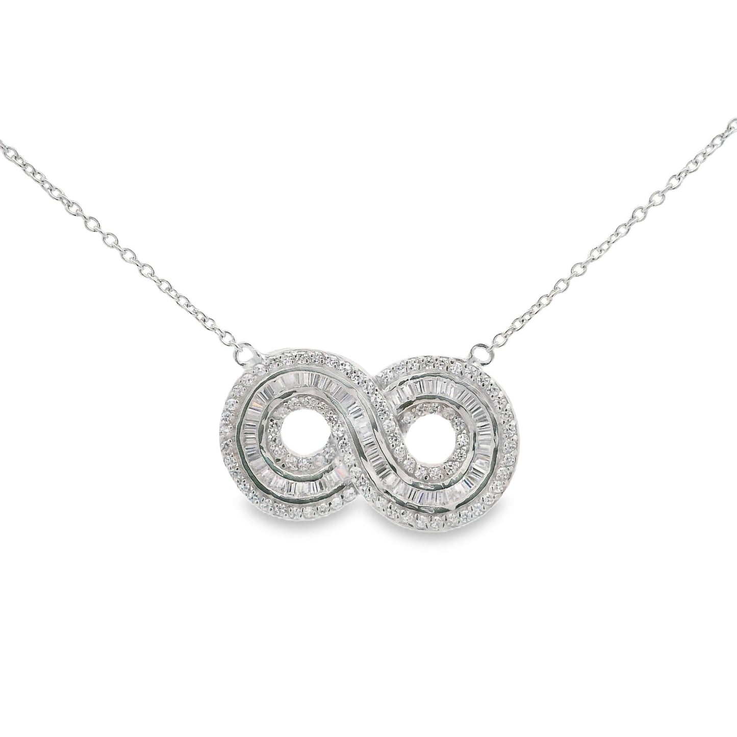 Large Baguette Infinity Necklace 15+3" - PGN23559
