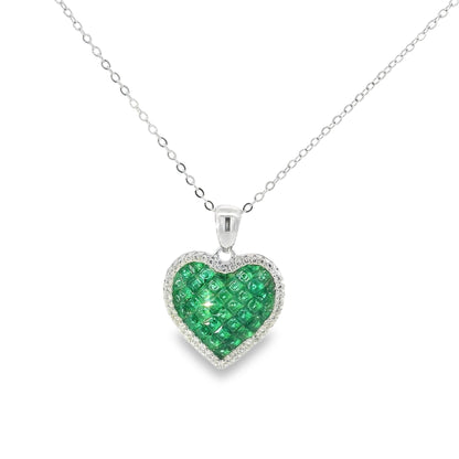Inivisble Set Heart Necklace 15+3" - PGN21434PW
