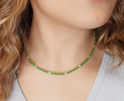 3MM 4PRONG 7/1 Color Tennis Necklace - KN22158-3