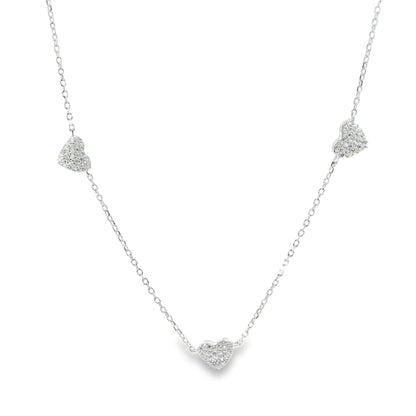 Pave Mini Heart Station Necklace 15+3" - PGN22313