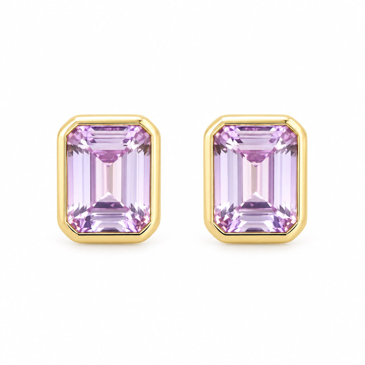 Bezel Emerald Cut Stud Earring - KE191085