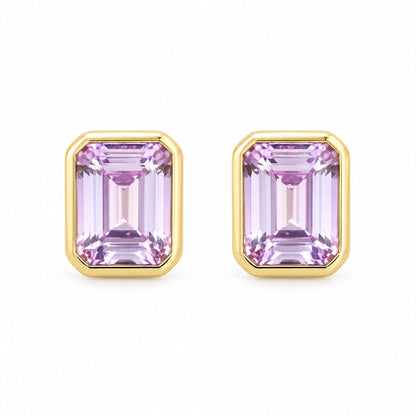 Bezel Emerald Cut Stud Earring - KE191085