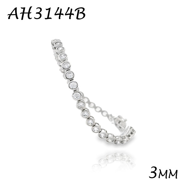 Bezel Diamond CZ 3MM Tennis Bracelet - AH3144B