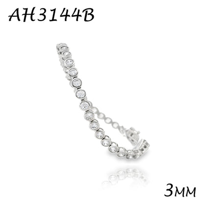 Bezel Diamond CZ 3MM Tennis Bracelet - AH3144B