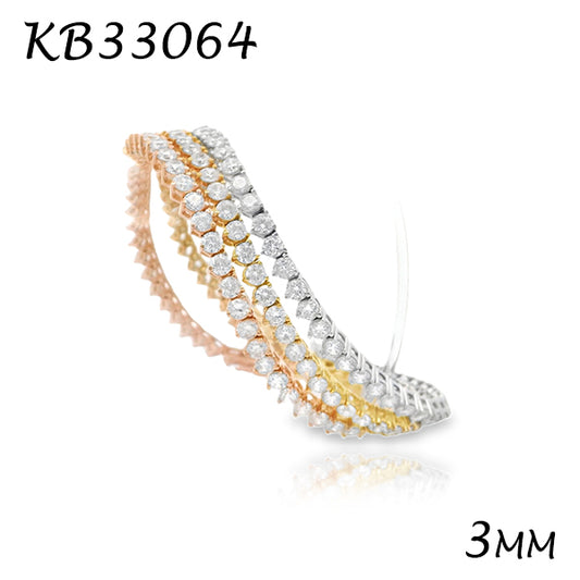 Diamond CZ 3MM 3prong Tennis Bracelet - KB33064