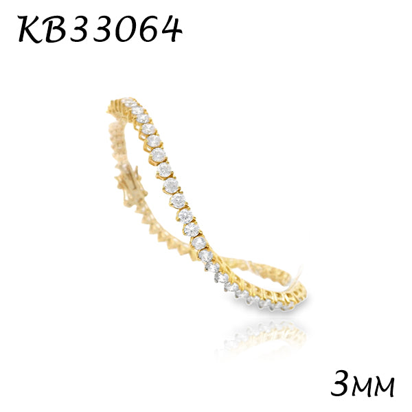 Diamond CZ 3MM 3prong Tennis Bracelet - KB33064