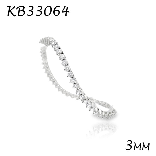 Diamond CZ 3MM 3prong Tennis Bracelet - KB33064