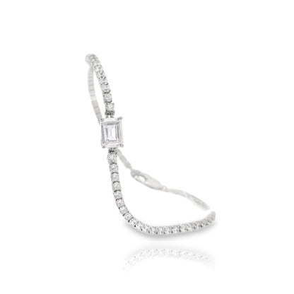 Emerald Cut Centered Micro Pave Tennis Bracelet 6+1"" - KB33126