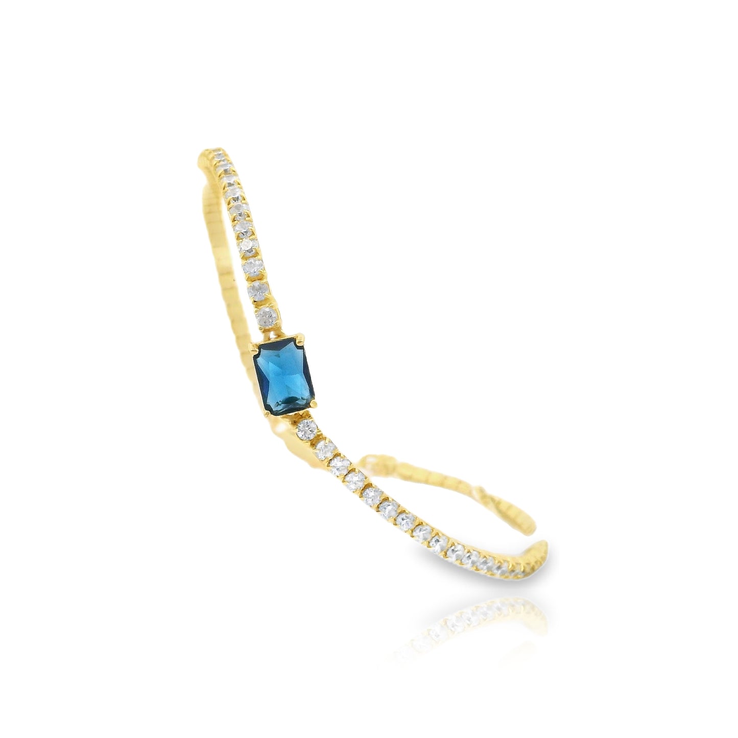 Emerald Cut Centered Micro Pave Tennis Bracelet 6+1"" - KB33126