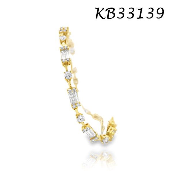 Elegant Thin Baguette and Diamond Bracelet - KB33139