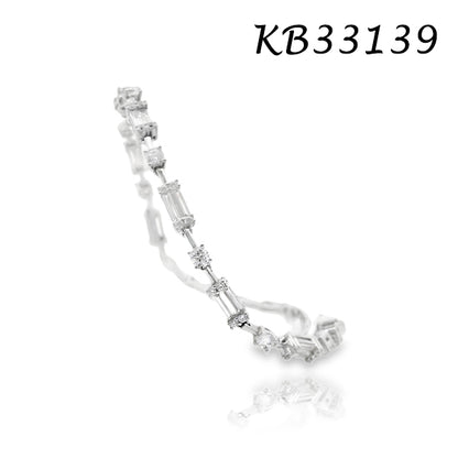 Elegant Thin Baguette and Diamond Bracelet - KB33139