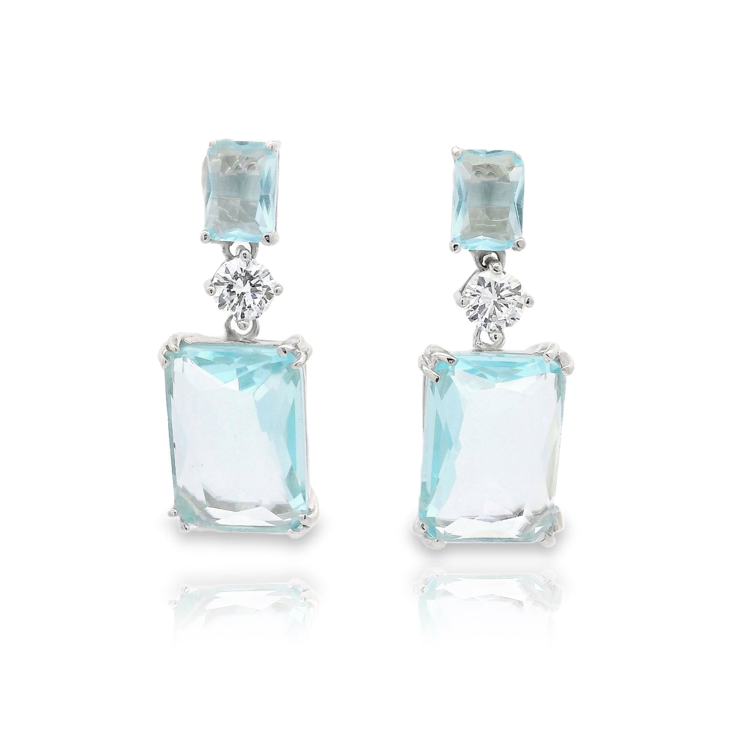 Double Emerald Cut Drop Earrings - KE192014