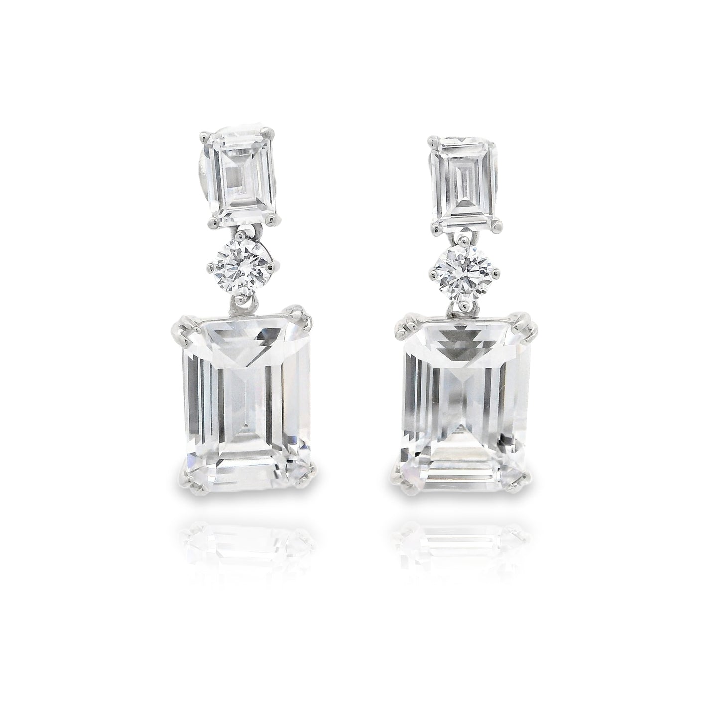 Double Emerald Cut Drop Earrings - KE192014