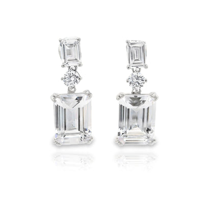 Double Emerald Cut Drop Earrings - KE192014