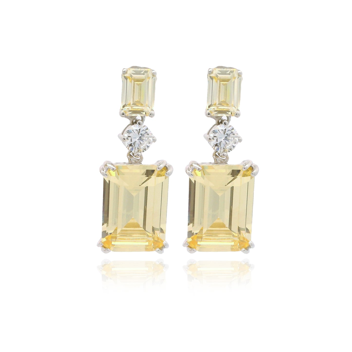 Double Emerald Cut Drop Earrings - KE192014
