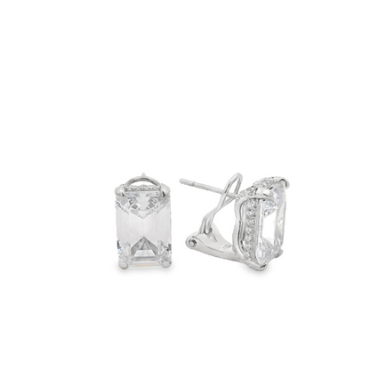 Mini Emerald Cut with Halo Stud - KE192045