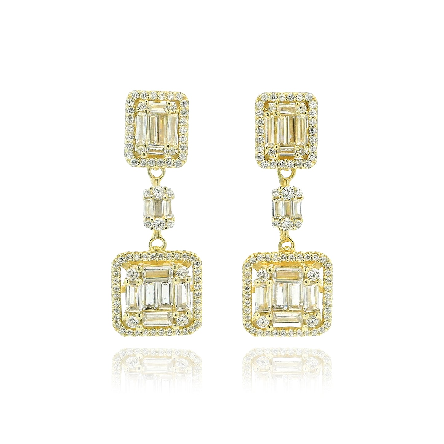 Baguette Square Drop Earrings - KE192056