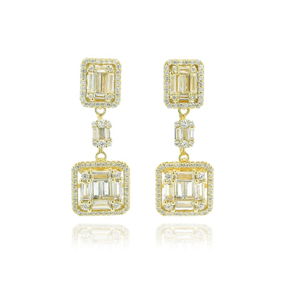 Baguette Square Drop Earrings - KE192056