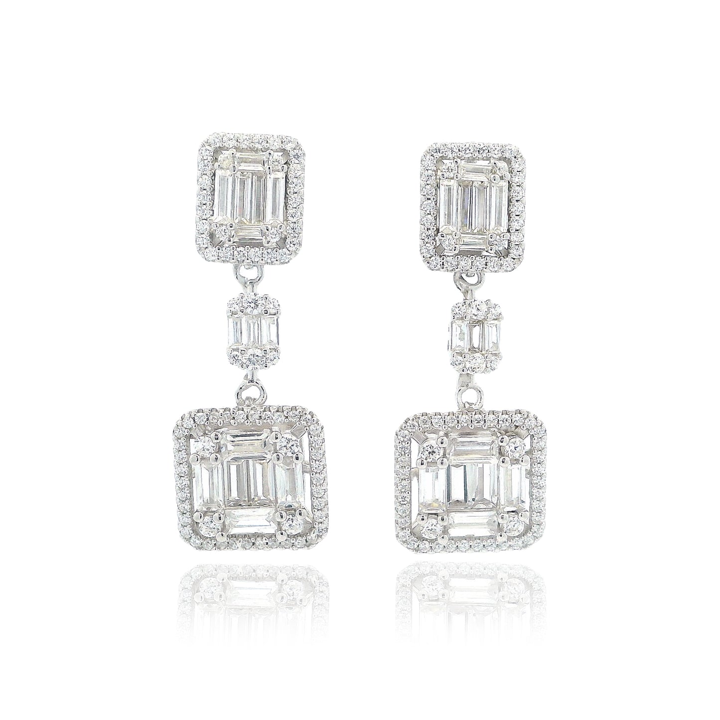 Baguette Square Drop Earrings - KE192056