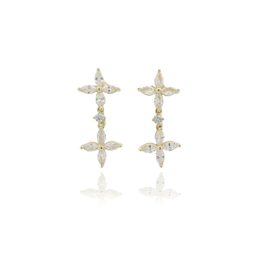 Floral Marquise 2 Drop Earrings - KE192101
