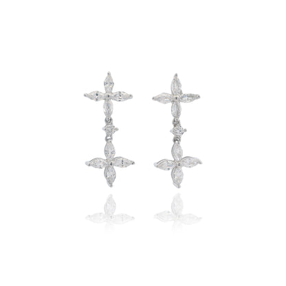 Floral Marquise 2 Drop Earrings - KE192101