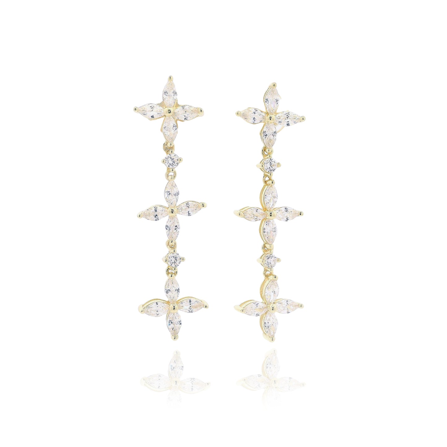 Floral Marquise 3 Drop Earrings - KE192102