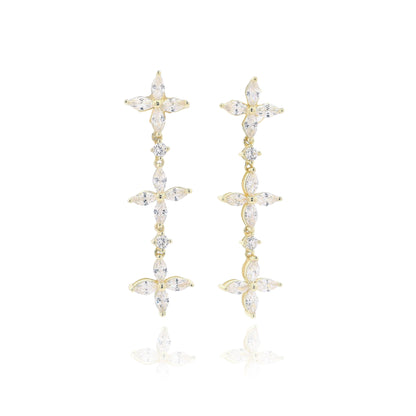 Floral Marquise 3 Drop Earrings - KE192102