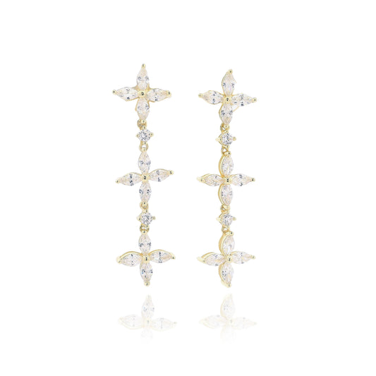 Floral Marquise 3 Drop Earrings - KE192102