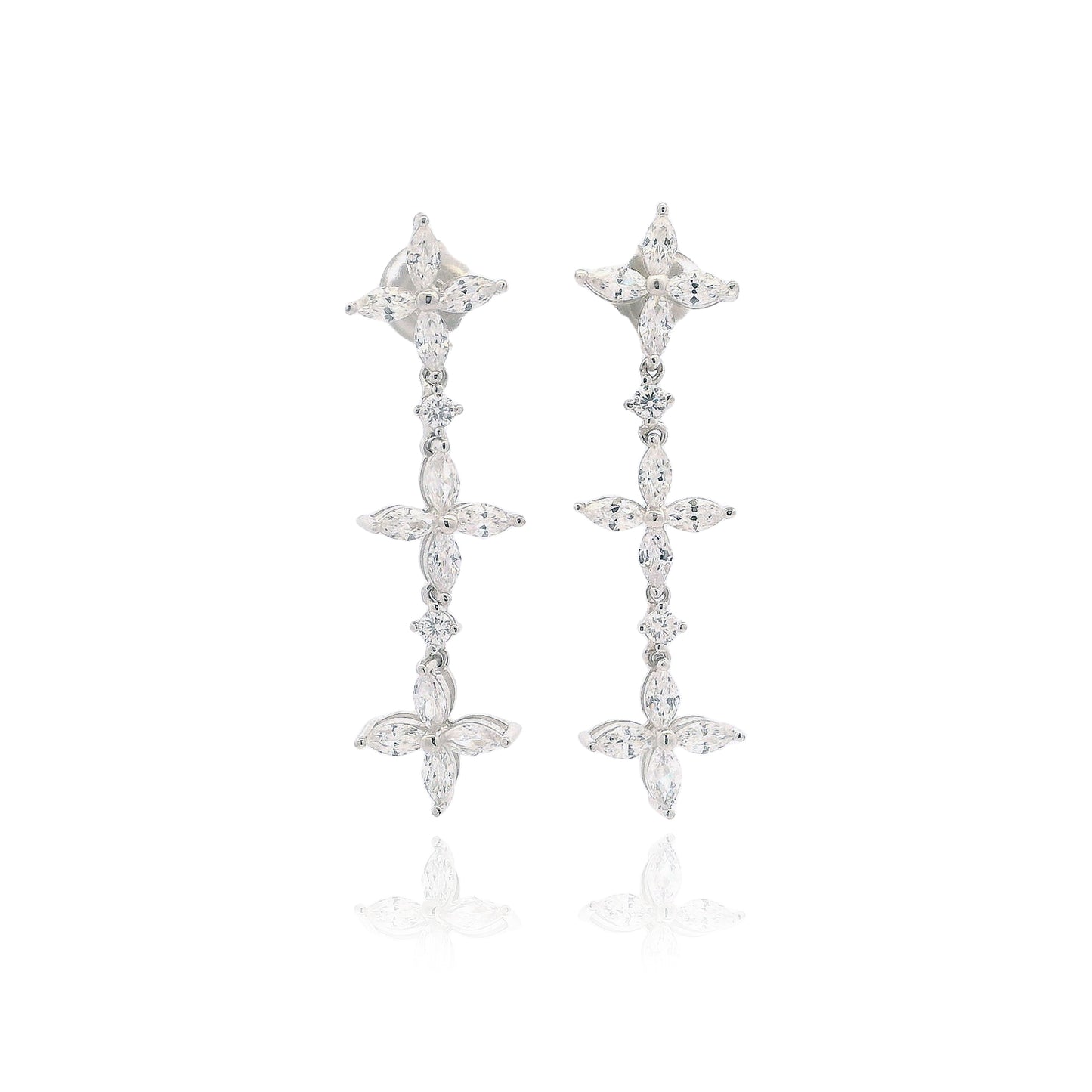 Floral Marquise 3 Drop Earrings - KE192102