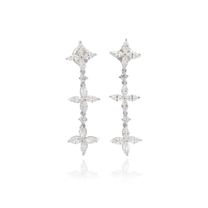 Floral Marquise 3 Drop Earrings - KE192102