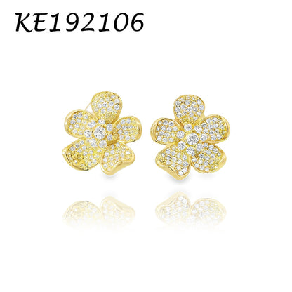 Pave Flower Stud Earring - KE192106