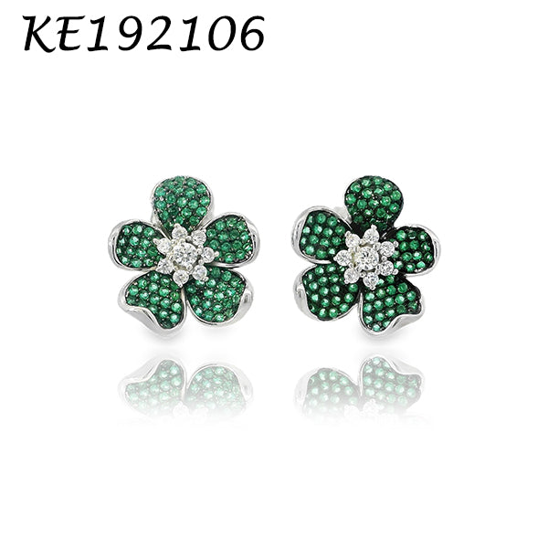 Pave Flower Stud Earring - KE192106