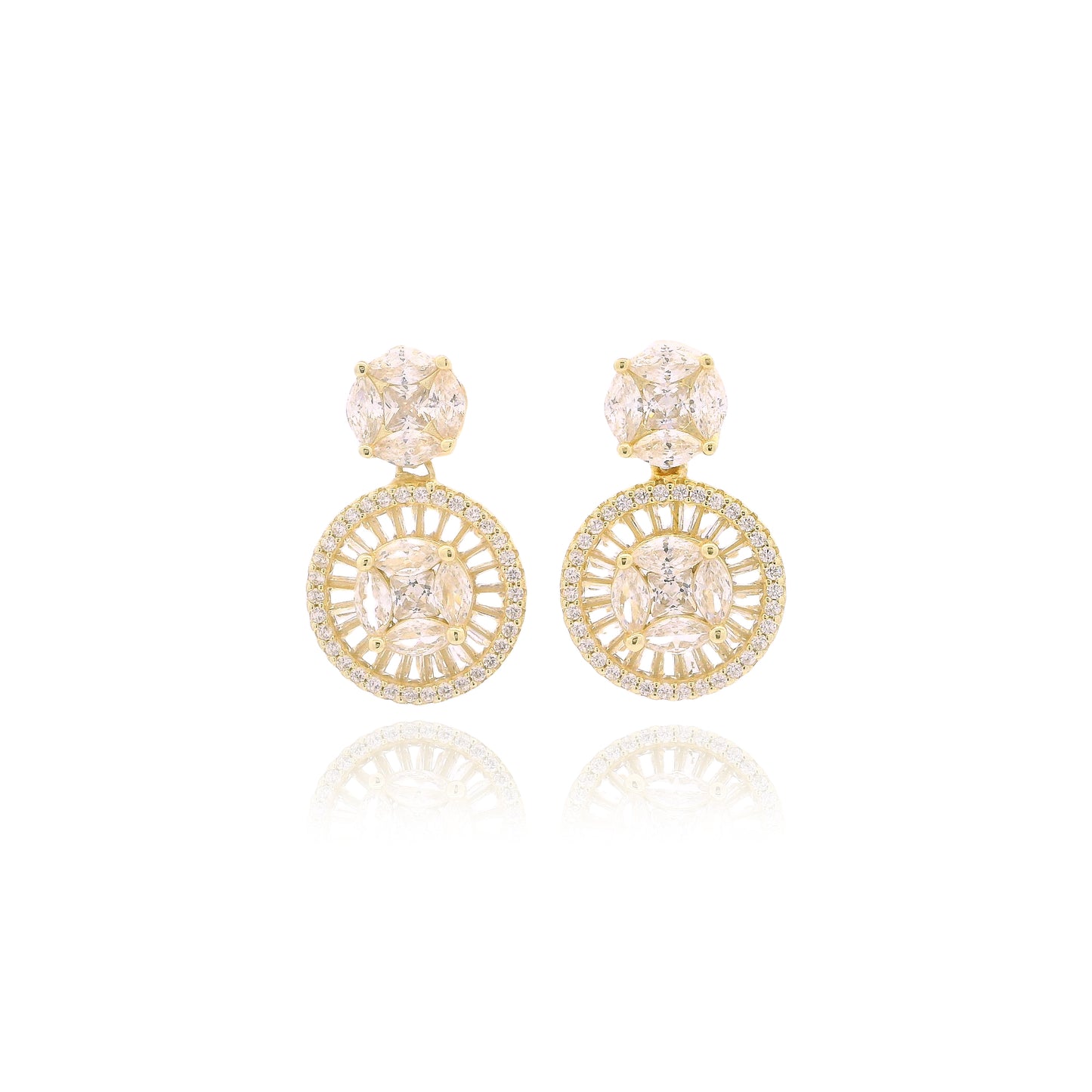 Marquise and Baguette Diamond Drop Earrings - KE192109