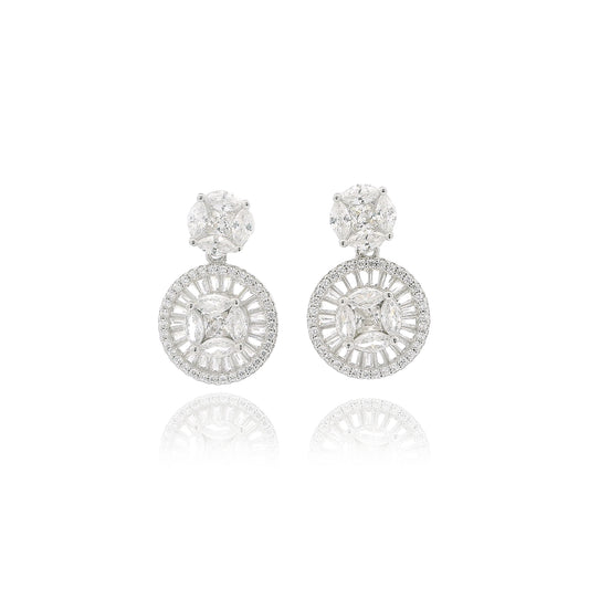 Marquise and Baguette Diamond Drop Earrings - KE192109