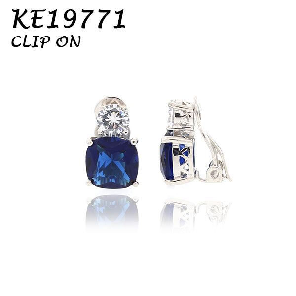 Medium Classic Double Stones CZ Clip On Earring – KE19771C