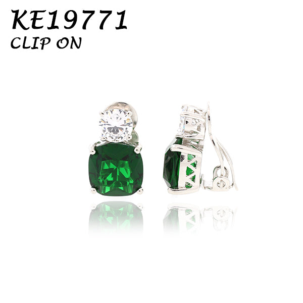 Medium Classic Double Stones CZ Clip On Earring – KE19771C