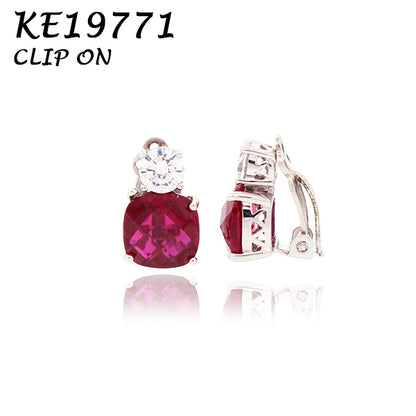 Medium Classic Double Stones CZ Clip On Earring – KE19771C