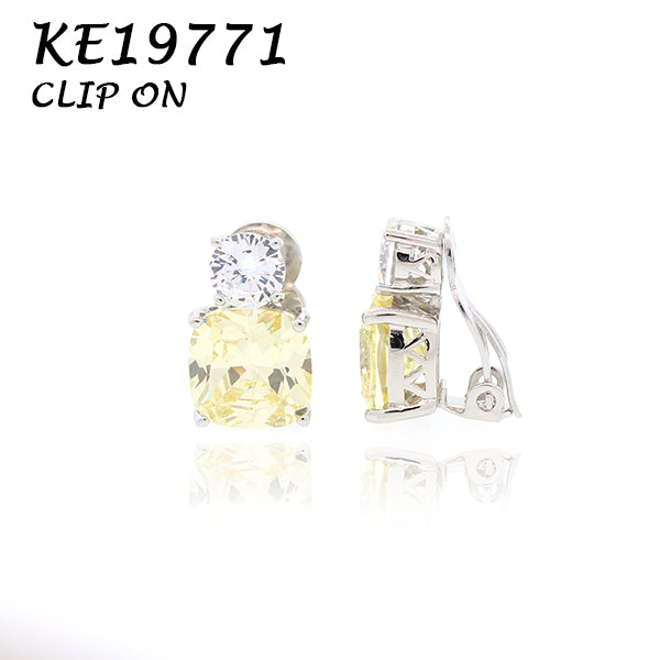 Medium Classic Double Stones CZ Clip On Earring – KE19771C