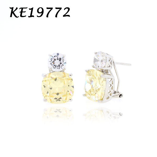 Large Classic Double Stones CZ Earring - KE19772