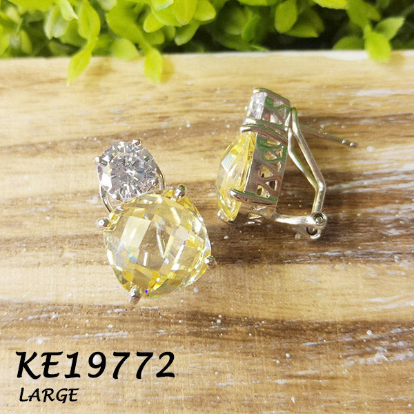 Large Classic Double Stones CZ Earring - KE19772