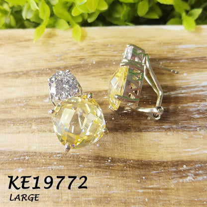 Large Classic Double Stones CZ Earring - KE19772