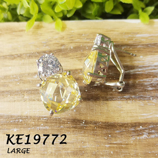 Large Classic Double Stones CZ Earring - KE19772